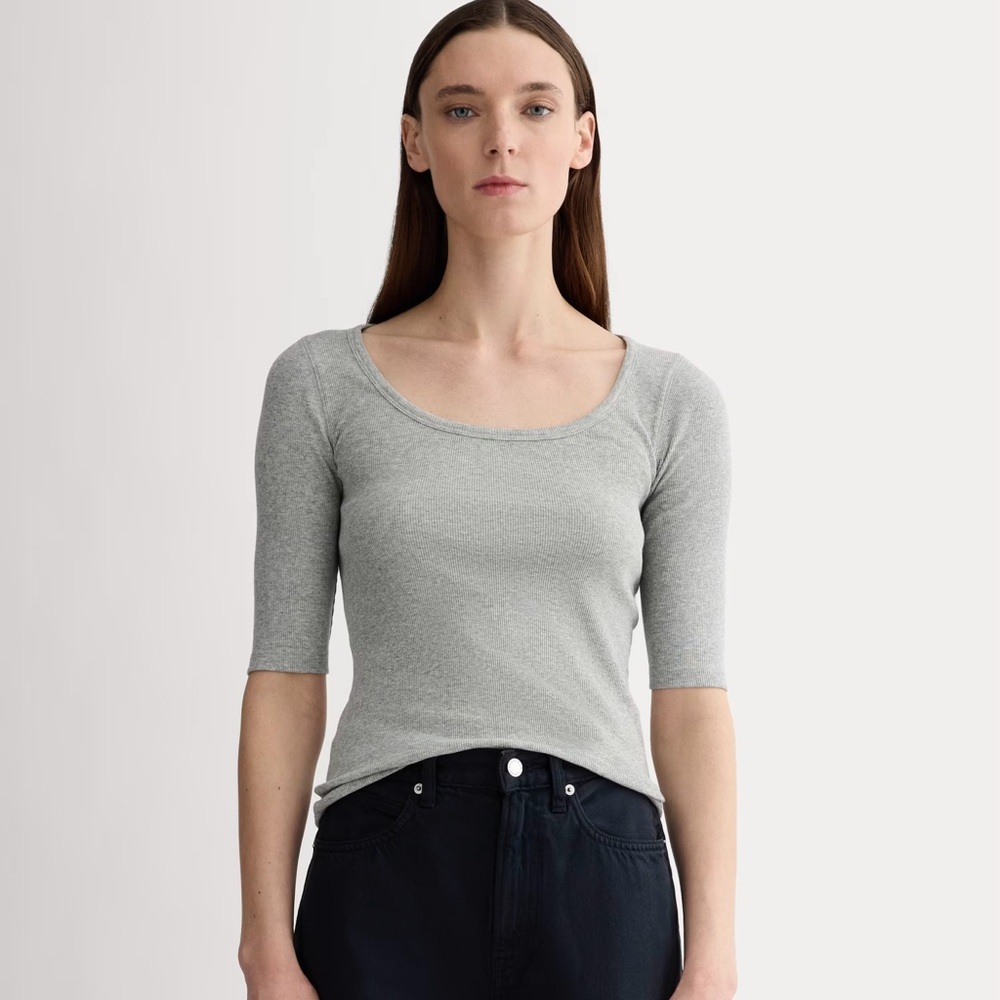 Everlane The Luxe Rib Scoop-Neck Tee